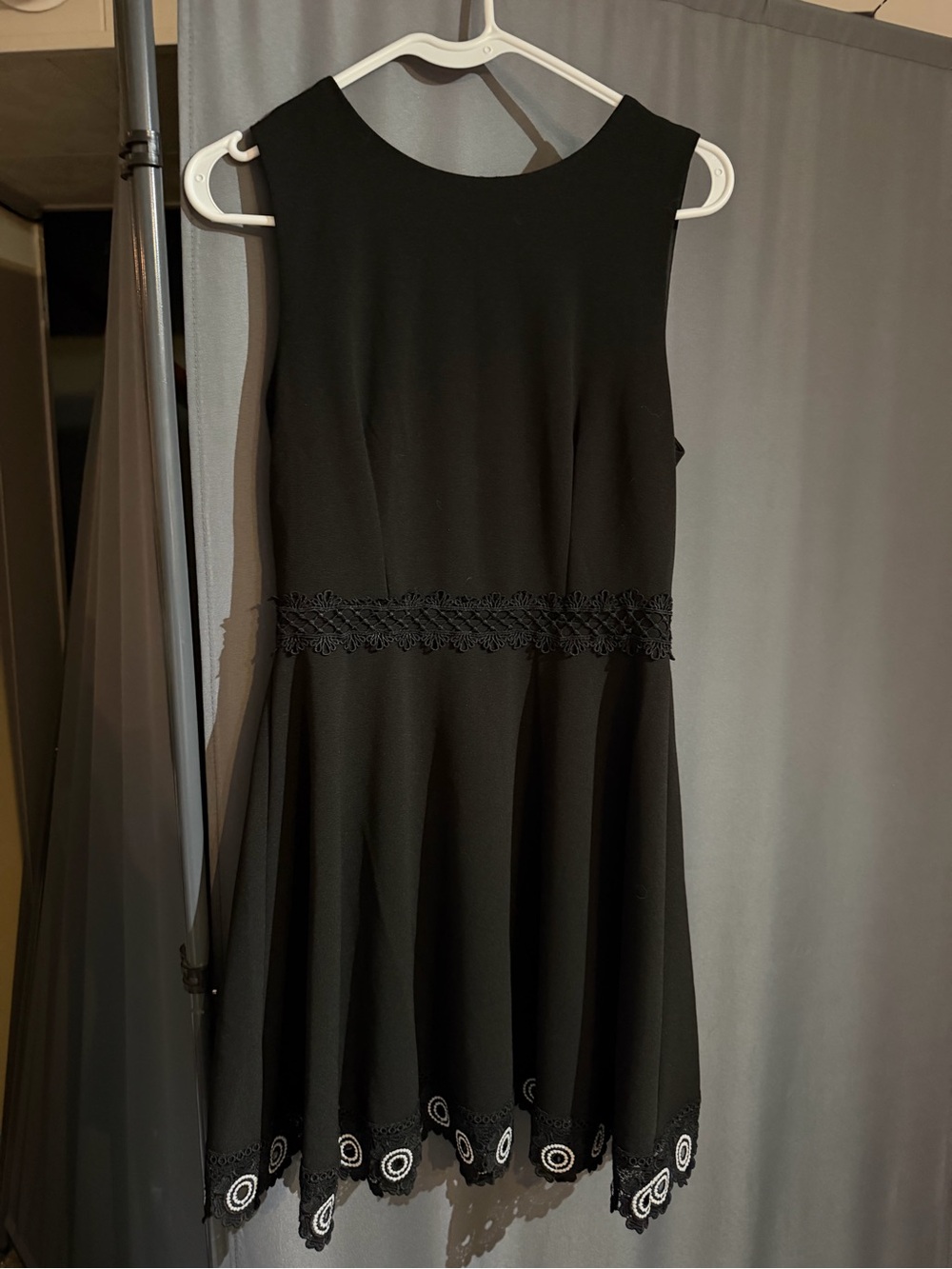 B Darlin Black Sleeveless Fit-and-Flare Dress with Embroidered Hem